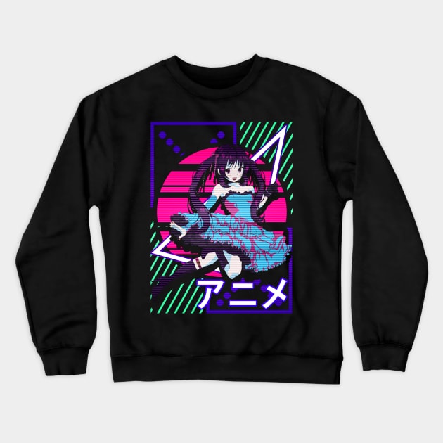 Aesthetic Vaporwave Anime Girl EDM Dance Music Crewneck Sweatshirt by theperfectpresents